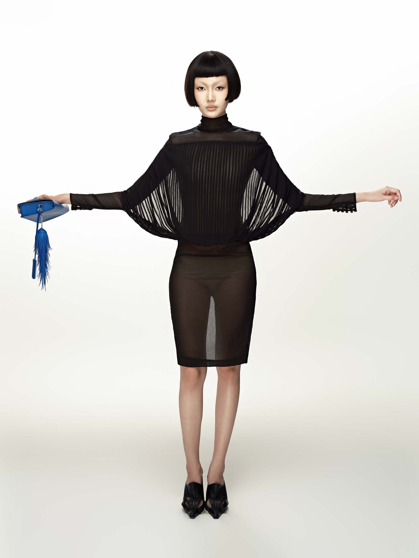 BLACK PLEATED DRESS