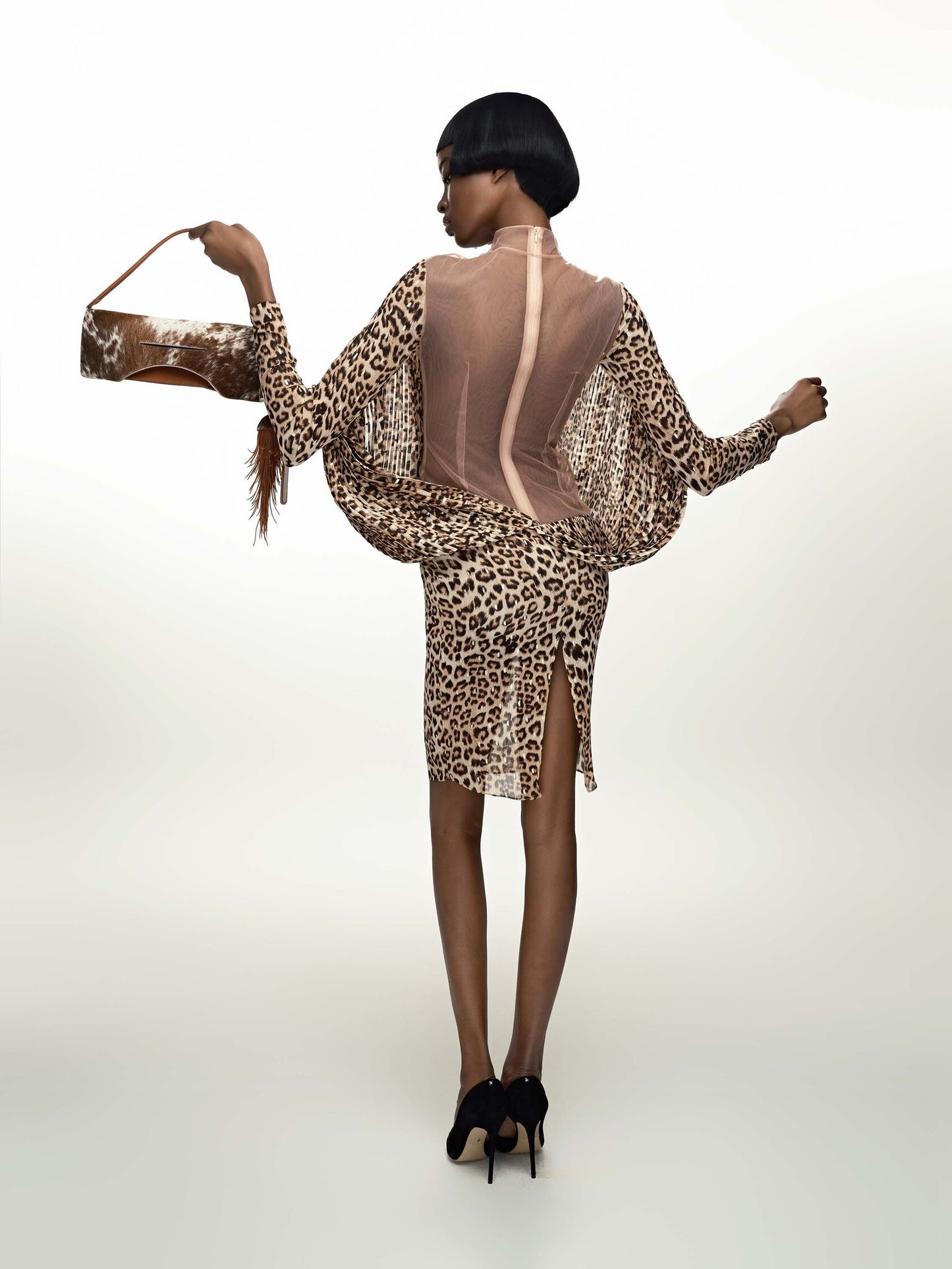 LEOPARD PLEATED DRESS