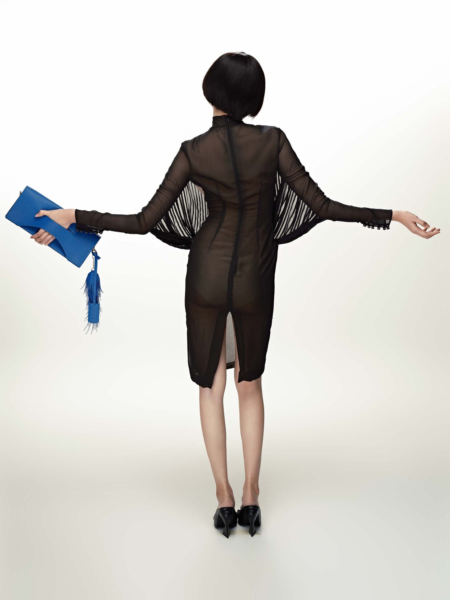 BLACK PLEATED DRESS